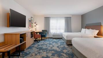 Hypo-allergenic bedding available, down comforters, desk