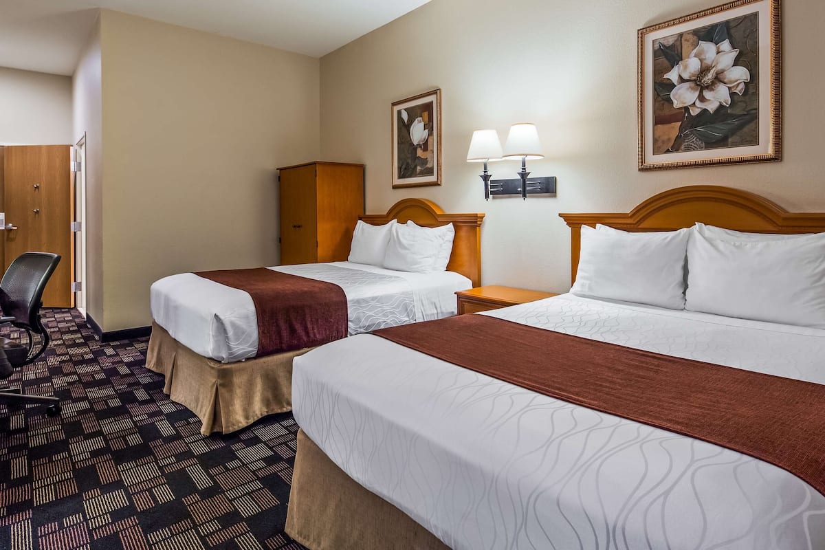 standard room, 2 queen beds, accessible, bathtub | pillow-top beds, in-room safe, blackout curtains, iron/ironing board