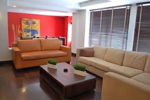 32-inch LCD TV with cable channels, TV, fireplace