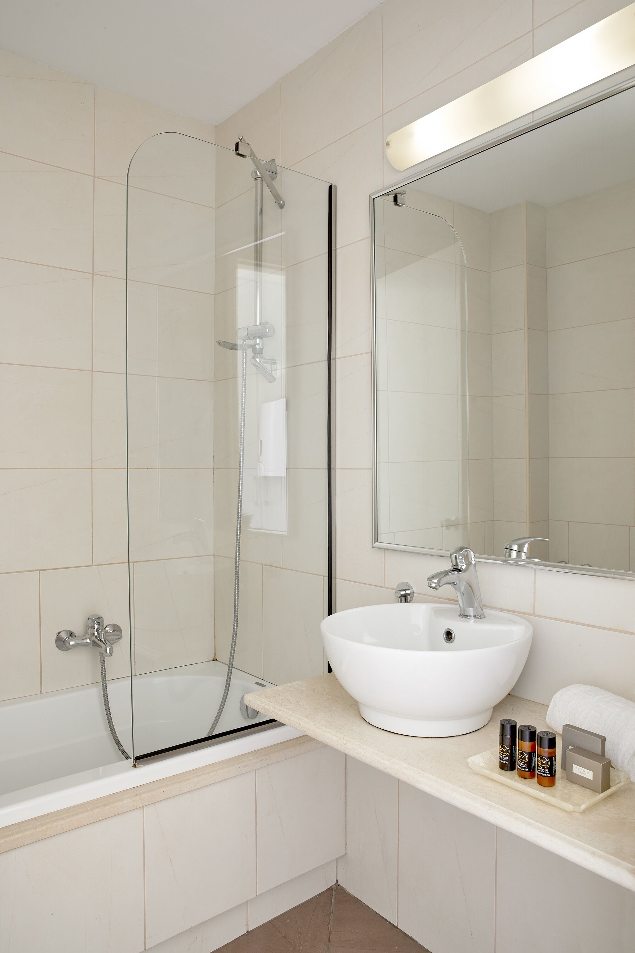 free toiletries, hair dryer, towels