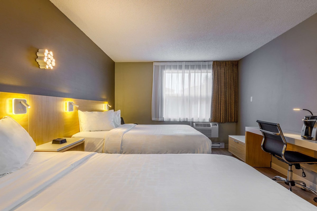 standard room, 2 queen beds, non smoking | desk, laptop workspace, blackout curtains, iron/ironing board