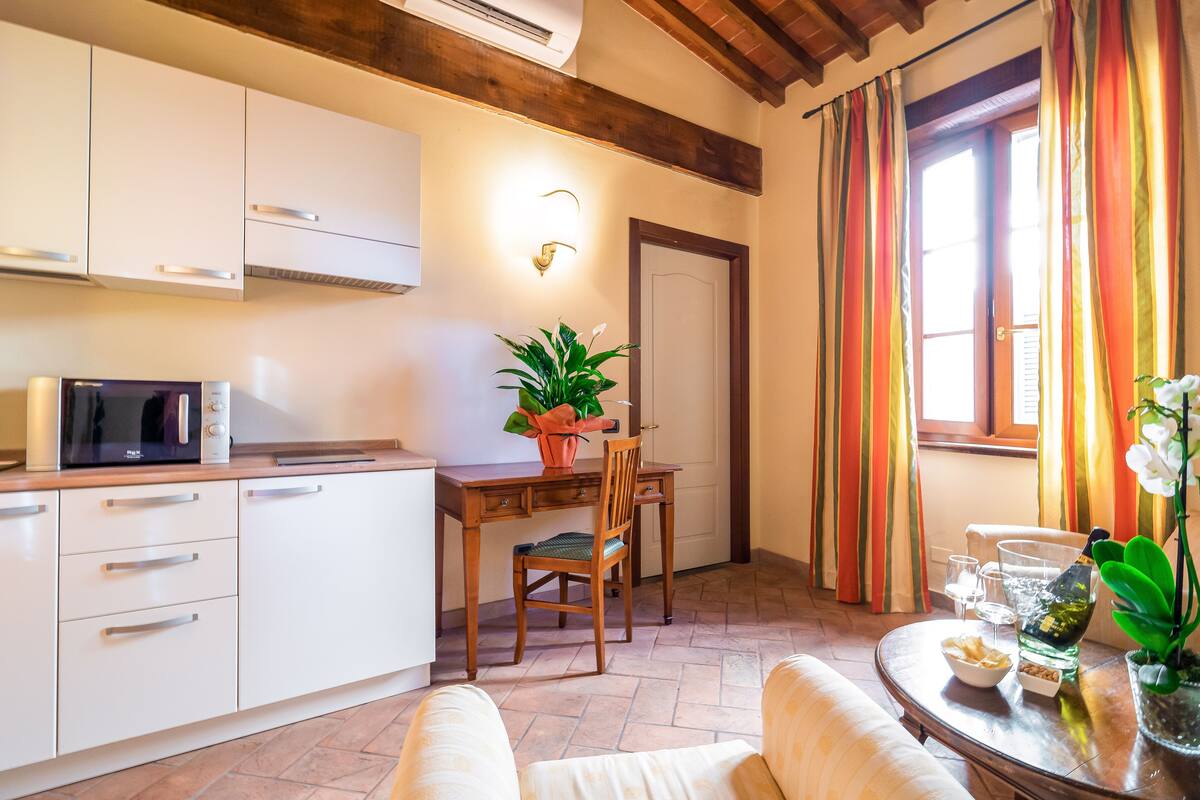 traditional studio, multiple beds | private kitchen