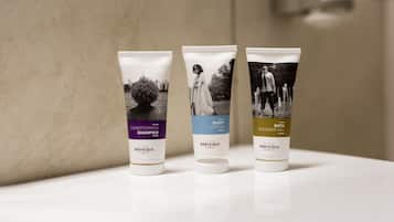 Eco-friendly toiletries, hair dryer, bathrobes, slippers