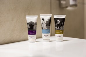 Eco-friendly toiletries, hair dryer, bathrobes, slippers