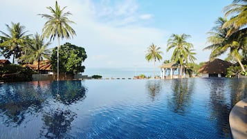 2 buitenzwembaden, parasols voor strand/zwembad