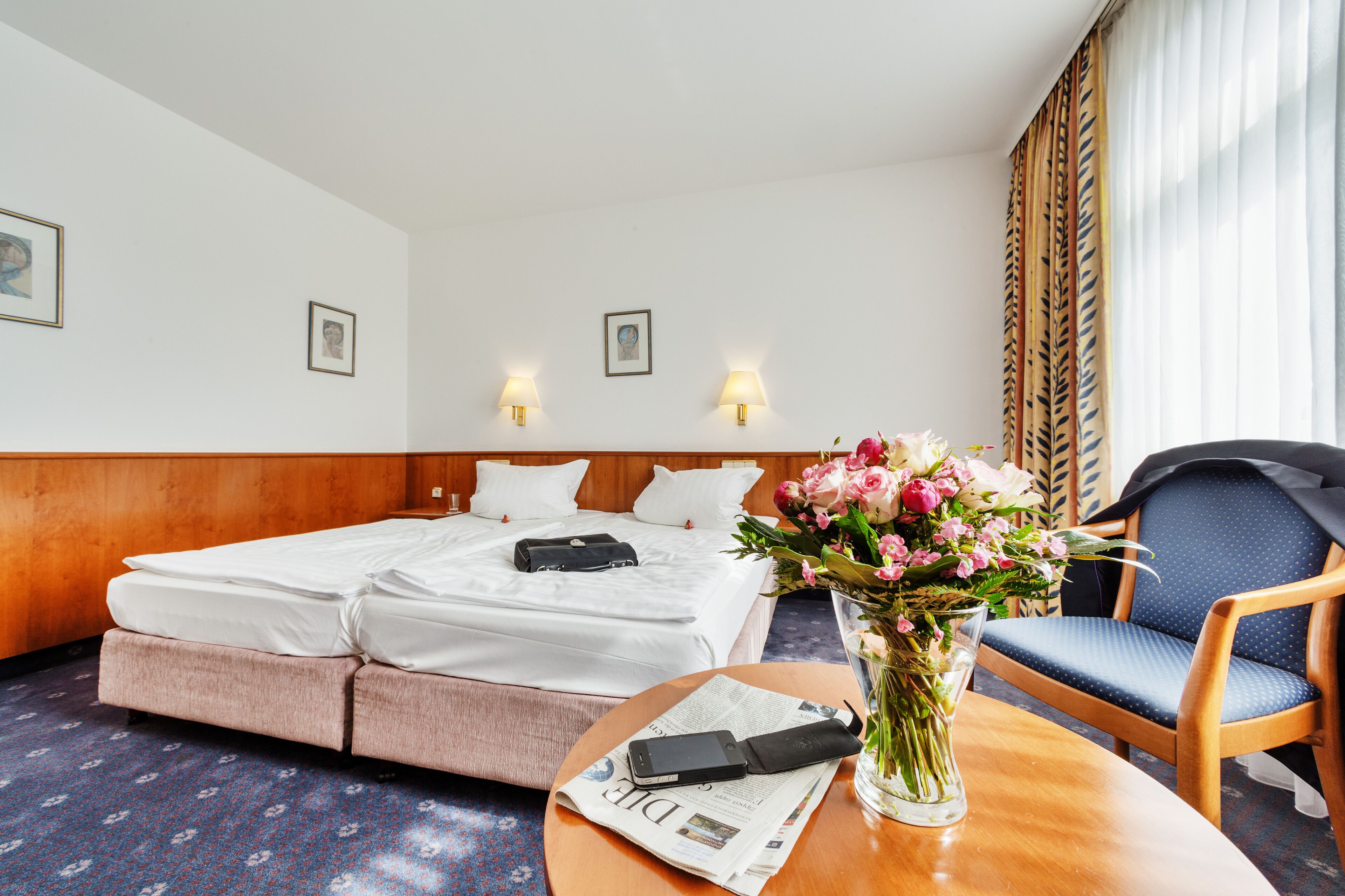 comfort double room | hypo-allergenic bedding, desk, laptop workspace, blackout curtains