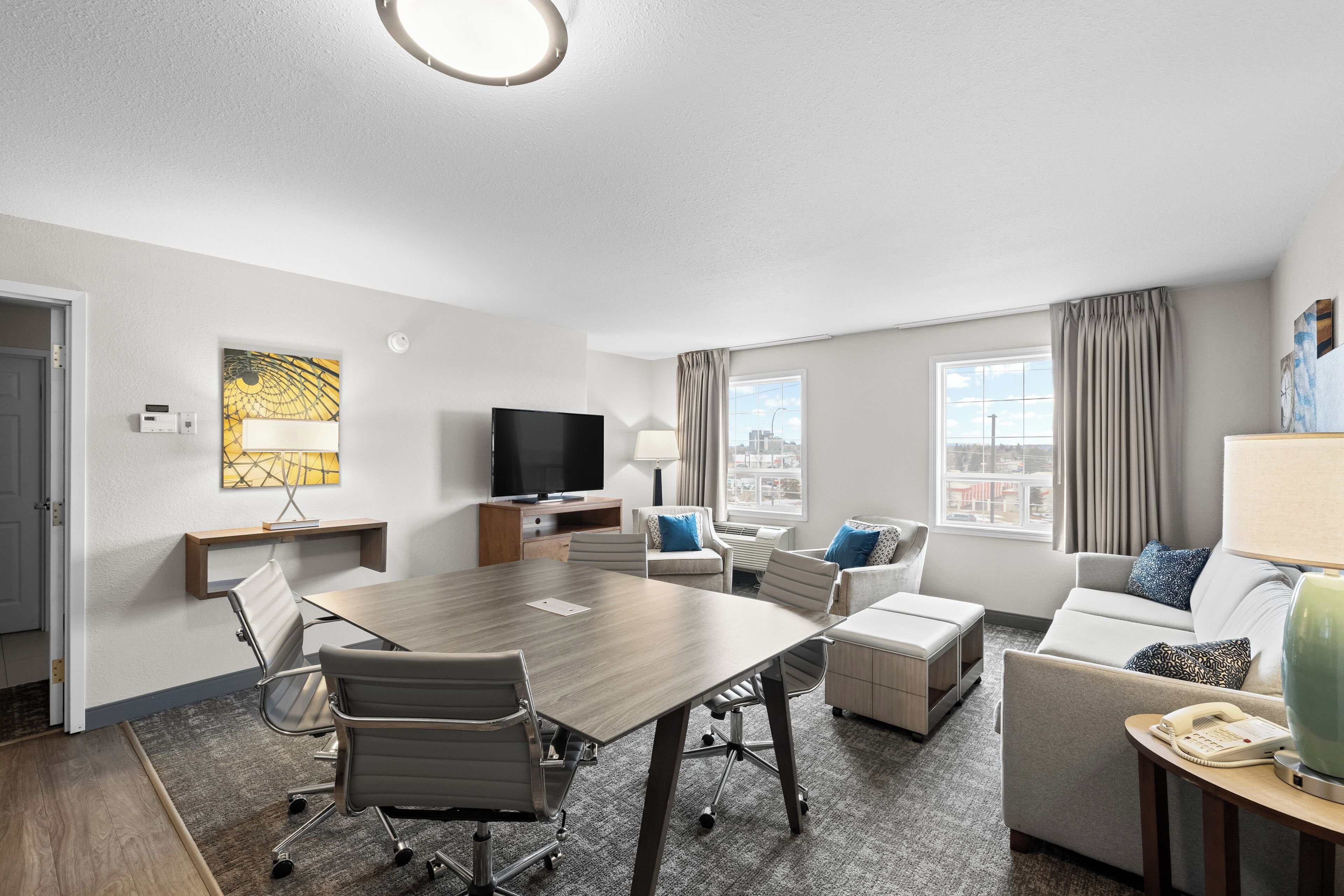 Suite, 1 Bedroom, Kitchen | Living area | 49-inch TV with cable channels, DVD player