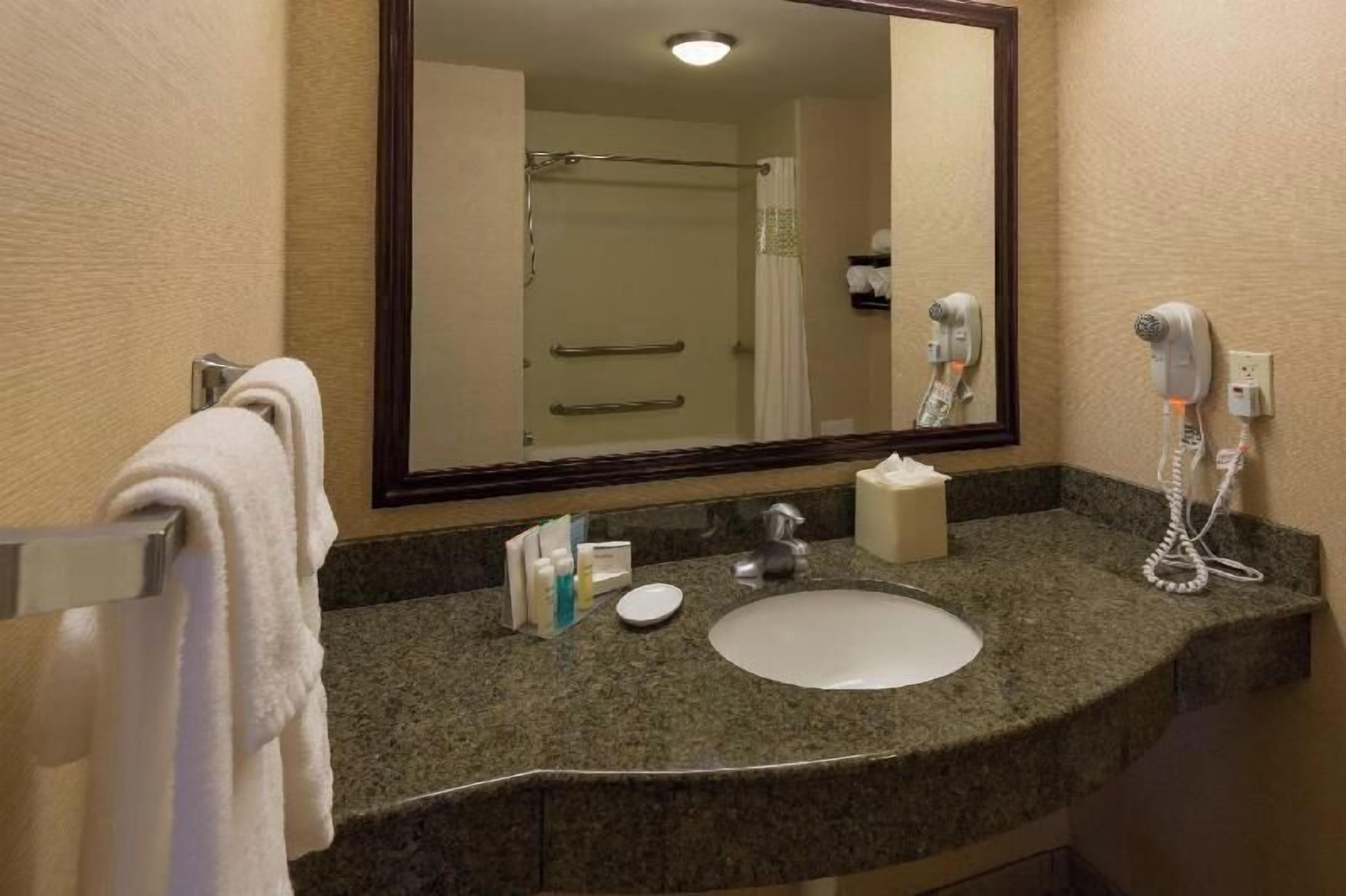 Bathroom | Combined shower/tub, free toiletries, hair dryer, towels