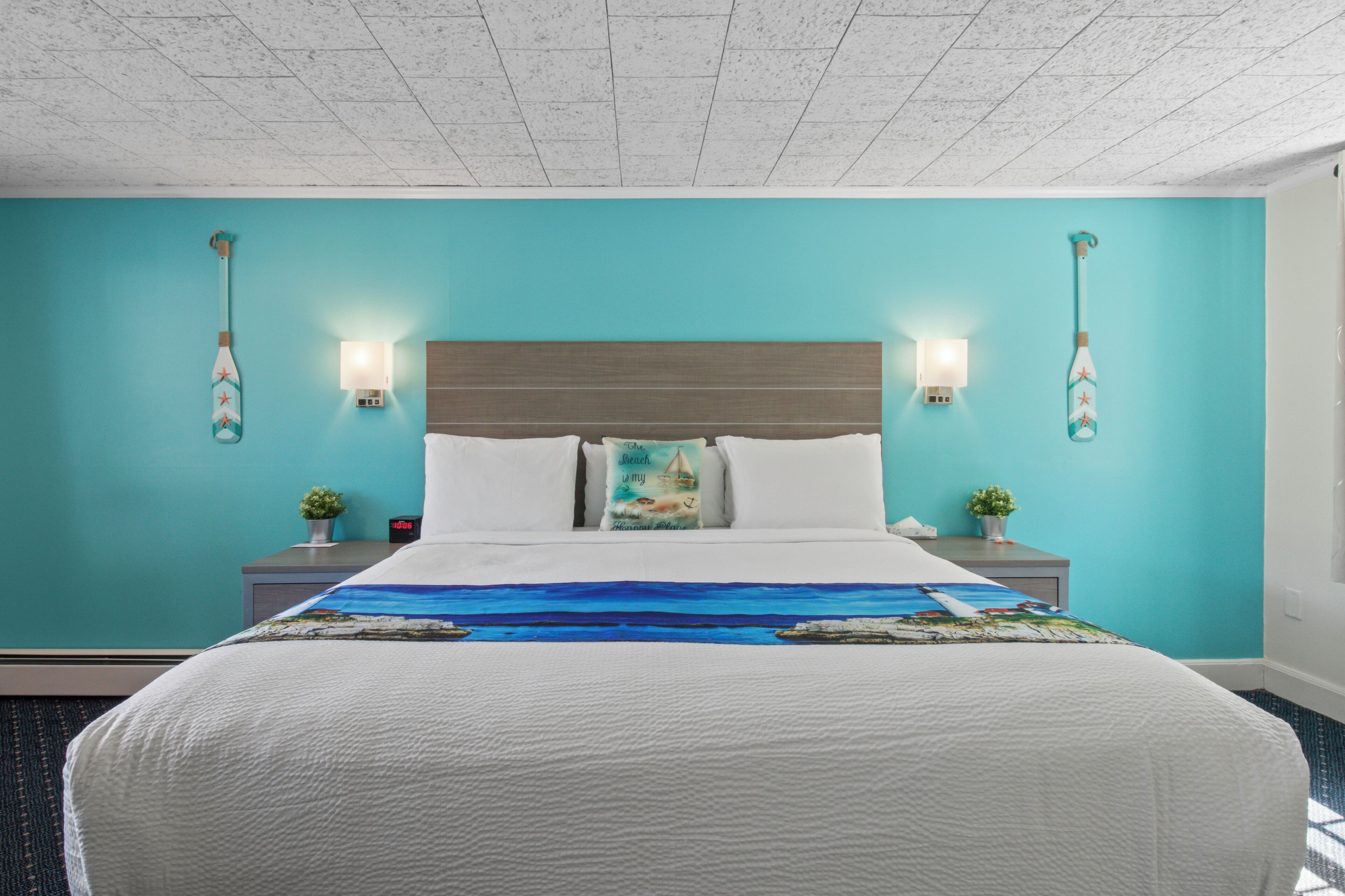 Desk, free WiFi, bed sheets, alarm clocks