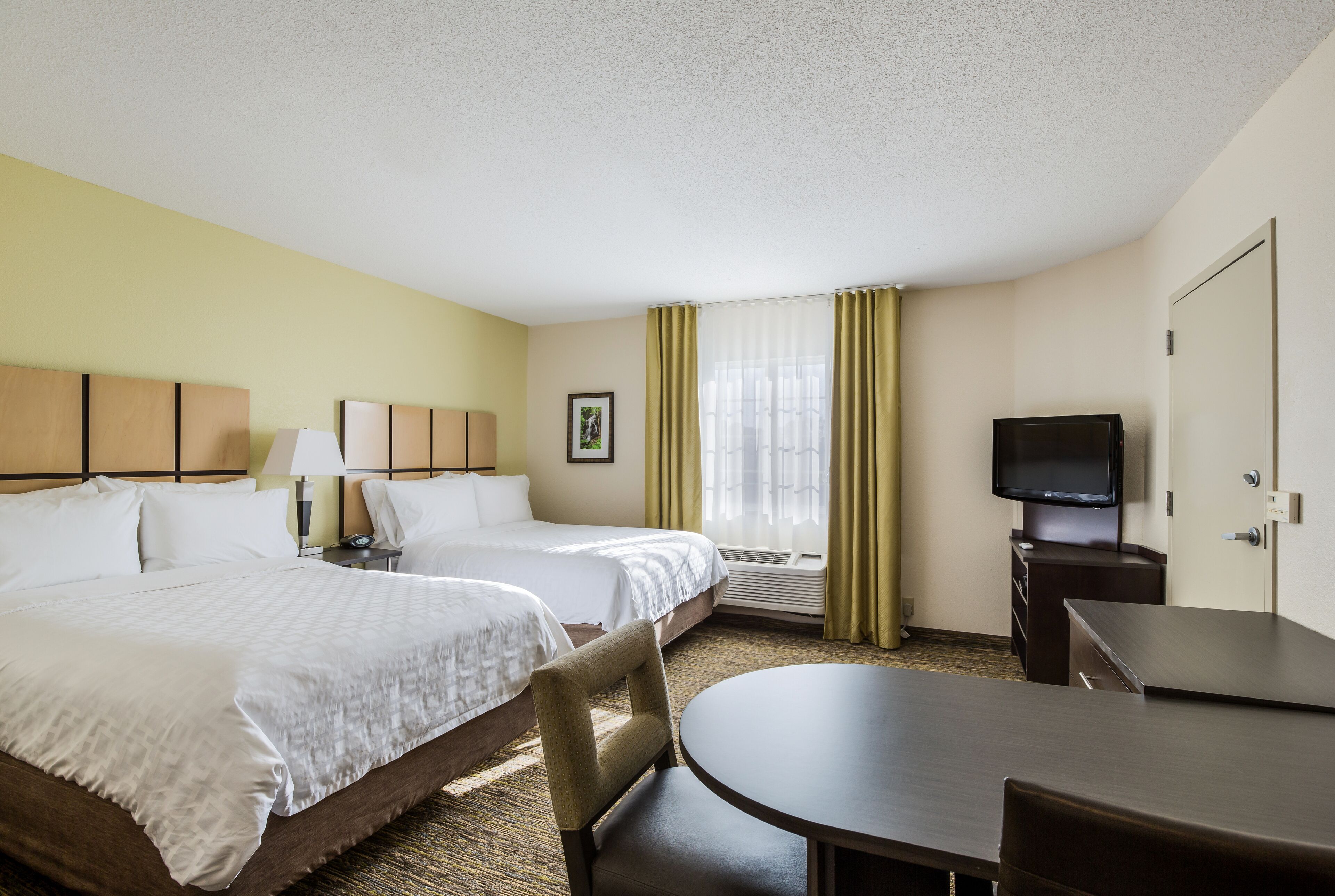 1 bedroom, desk, blackout curtains, iron/ironing board