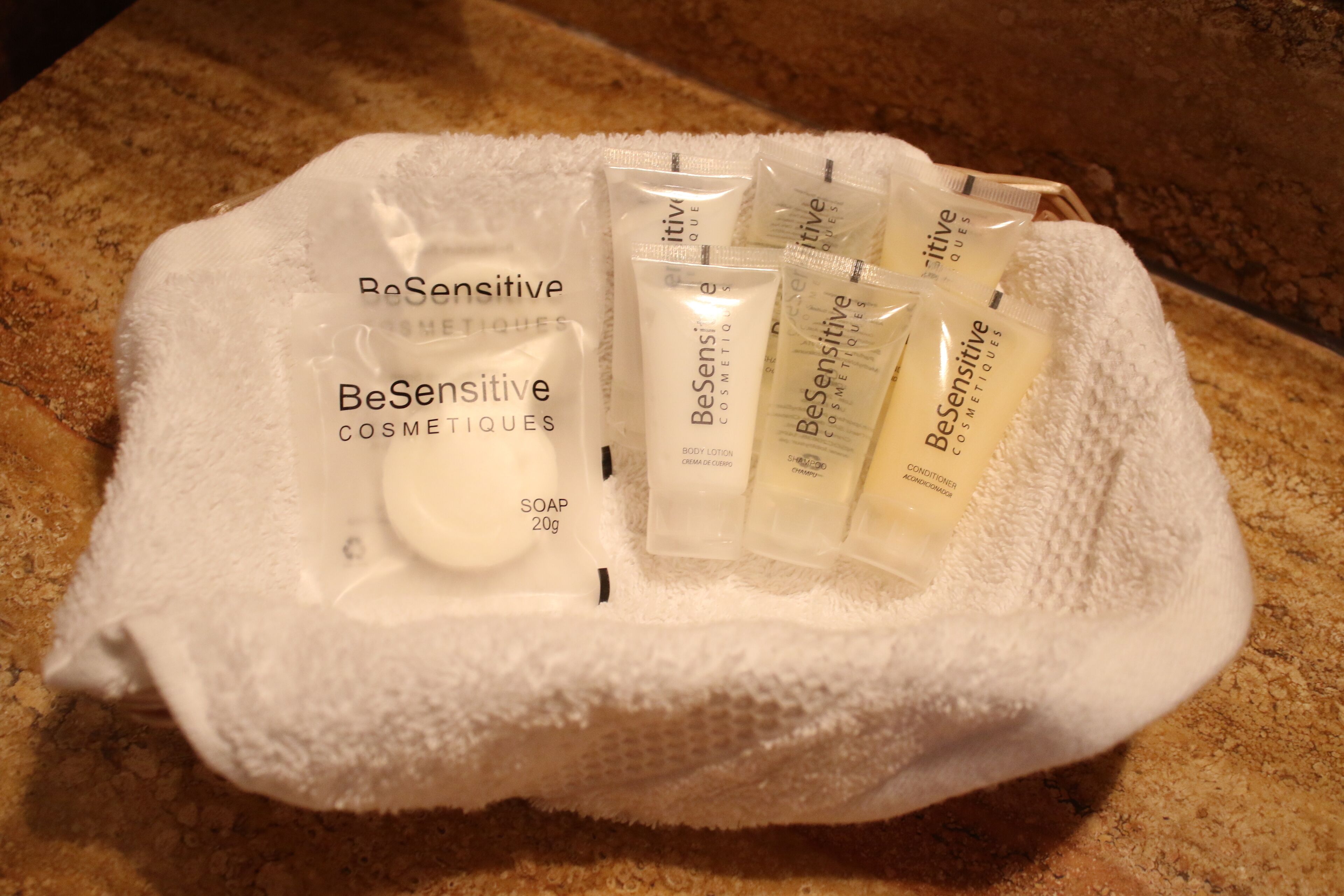 free toiletries, hair dryer, towels, soap