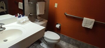 Bañera con ducha, artículos de tocador gratuitos, secador de pelo
