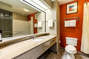 Bañera con ducha, artículos de tocador gratuitos, secador de pelo
