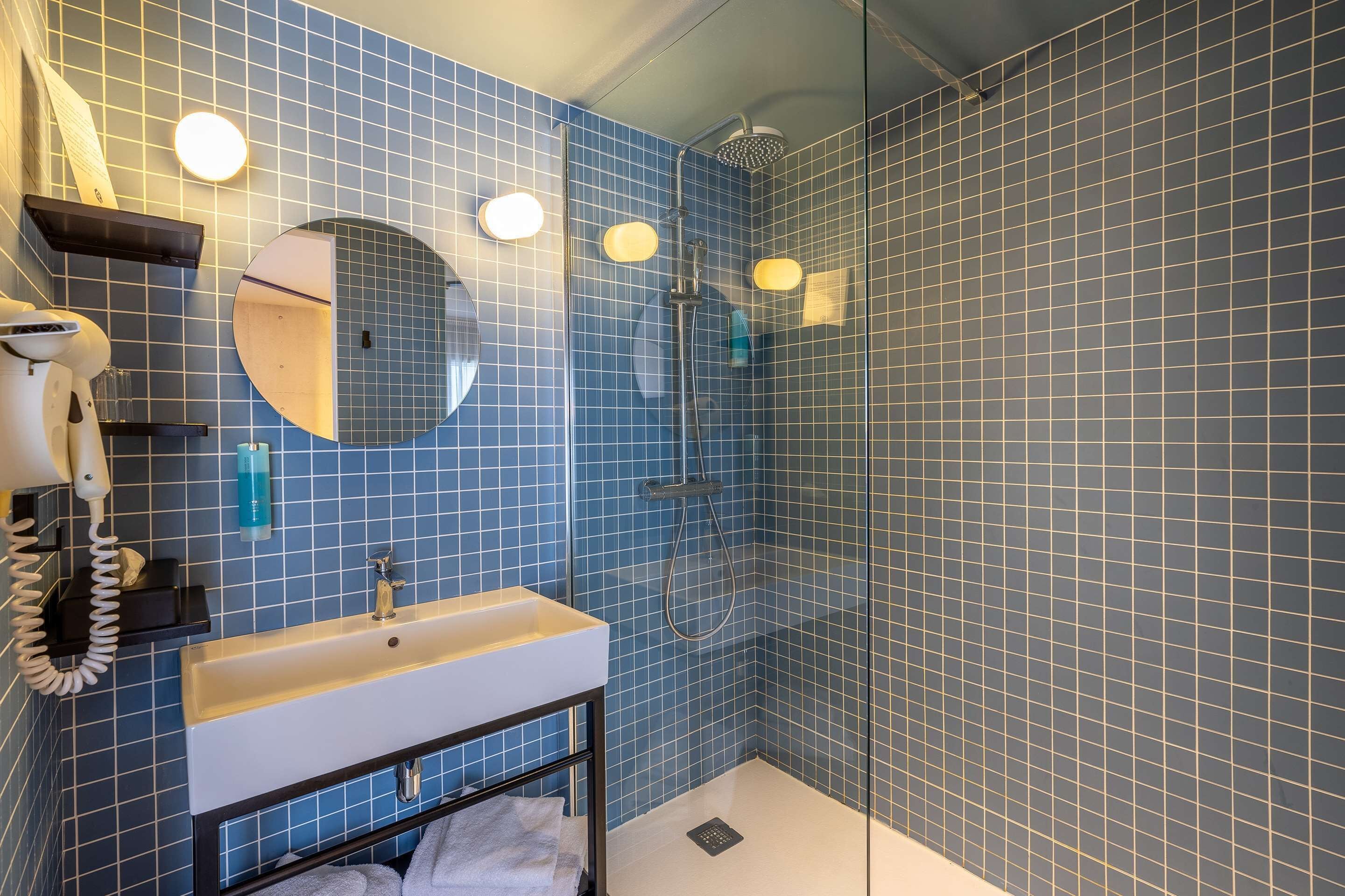 free toiletries, hair dryer, towels