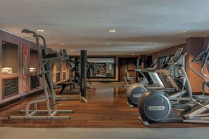 A gym with treadmills, elliptical machines, and weight equipment. - Hotel Evian-les-Bains by Leonardo Hotels (Evian-les-Bains)