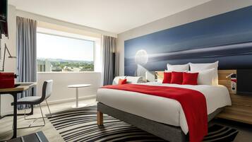 In-room safe, desk, laptop workspace, blackout drapes