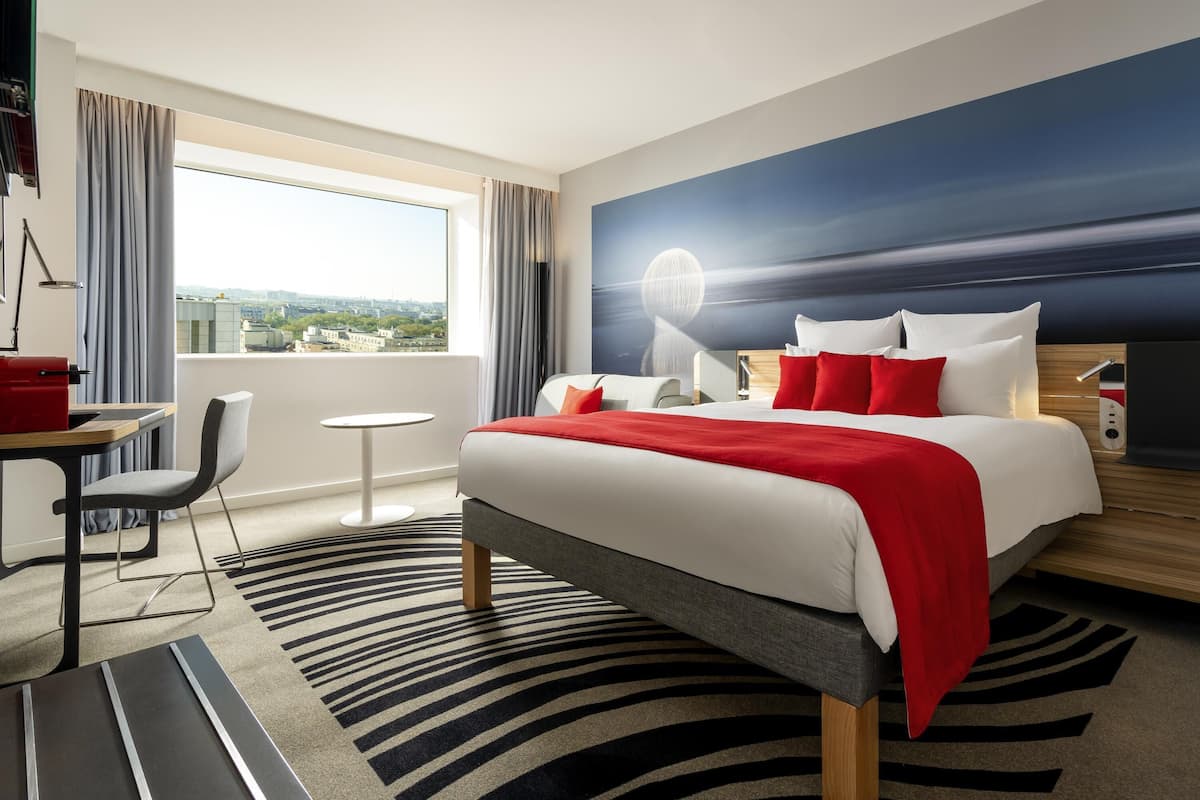 In-room safe, desk, laptop workspace, blackout curtains