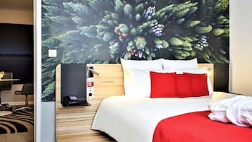 In-room safe, desk, laptop workspace, blackout curtains