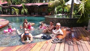 Outdoor pool, sun loungers