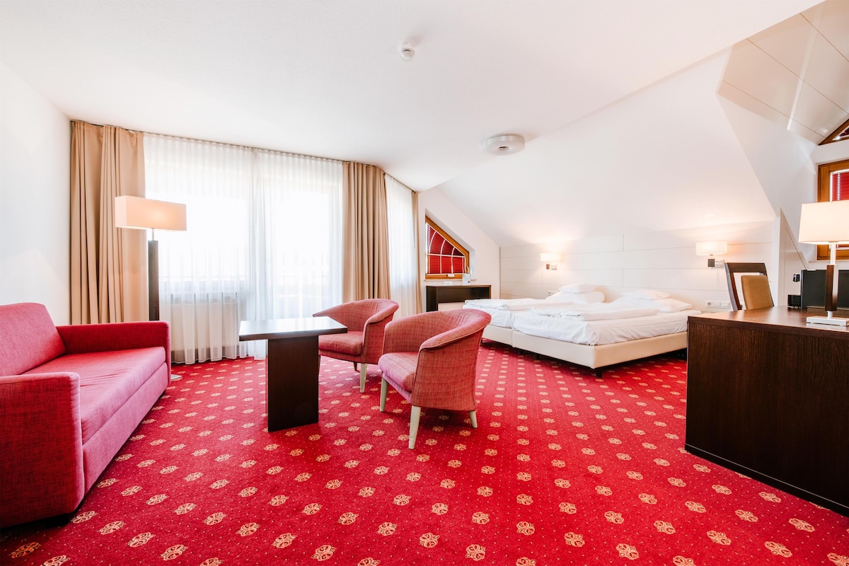 Habitación Deluxe, 1 cama matrimonial | Ropa de cama hipoalergénica y minibar 