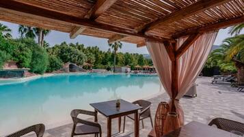 Lunch and dinner served, pool views