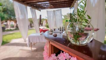 Relax amidst lush gardens and serene surroundings, perfect for dining or unwinding.