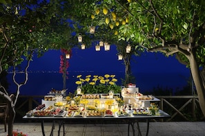 Outdoor banquet area