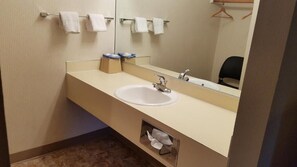 個別の浴槽とシャワー、ヘアドライヤー