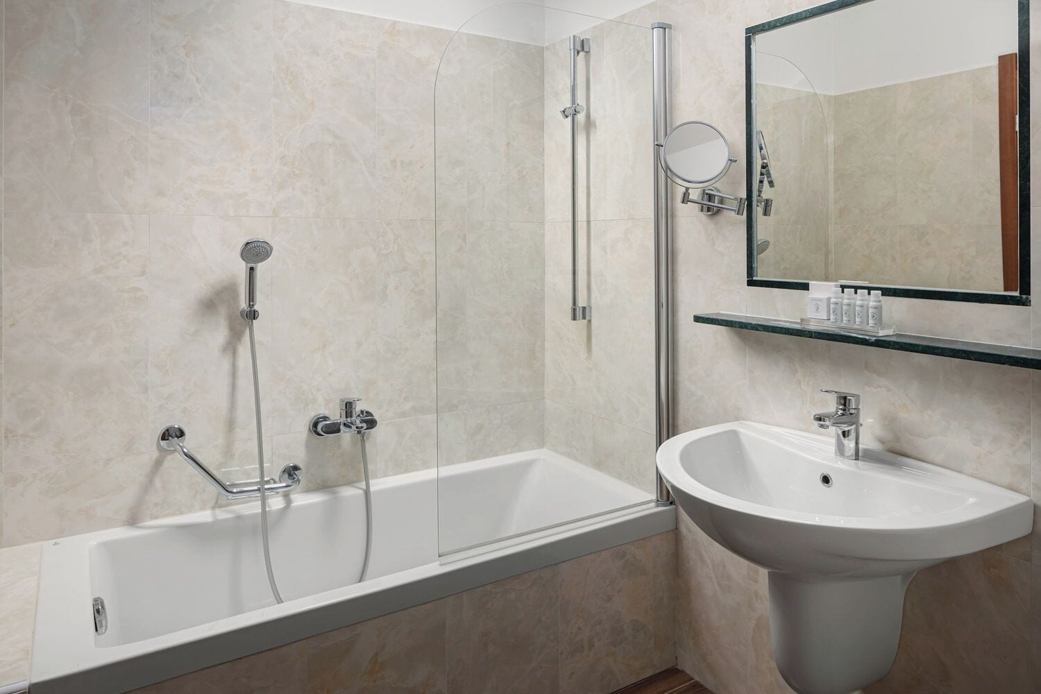 free toiletries, hair dryer, bidet, towels