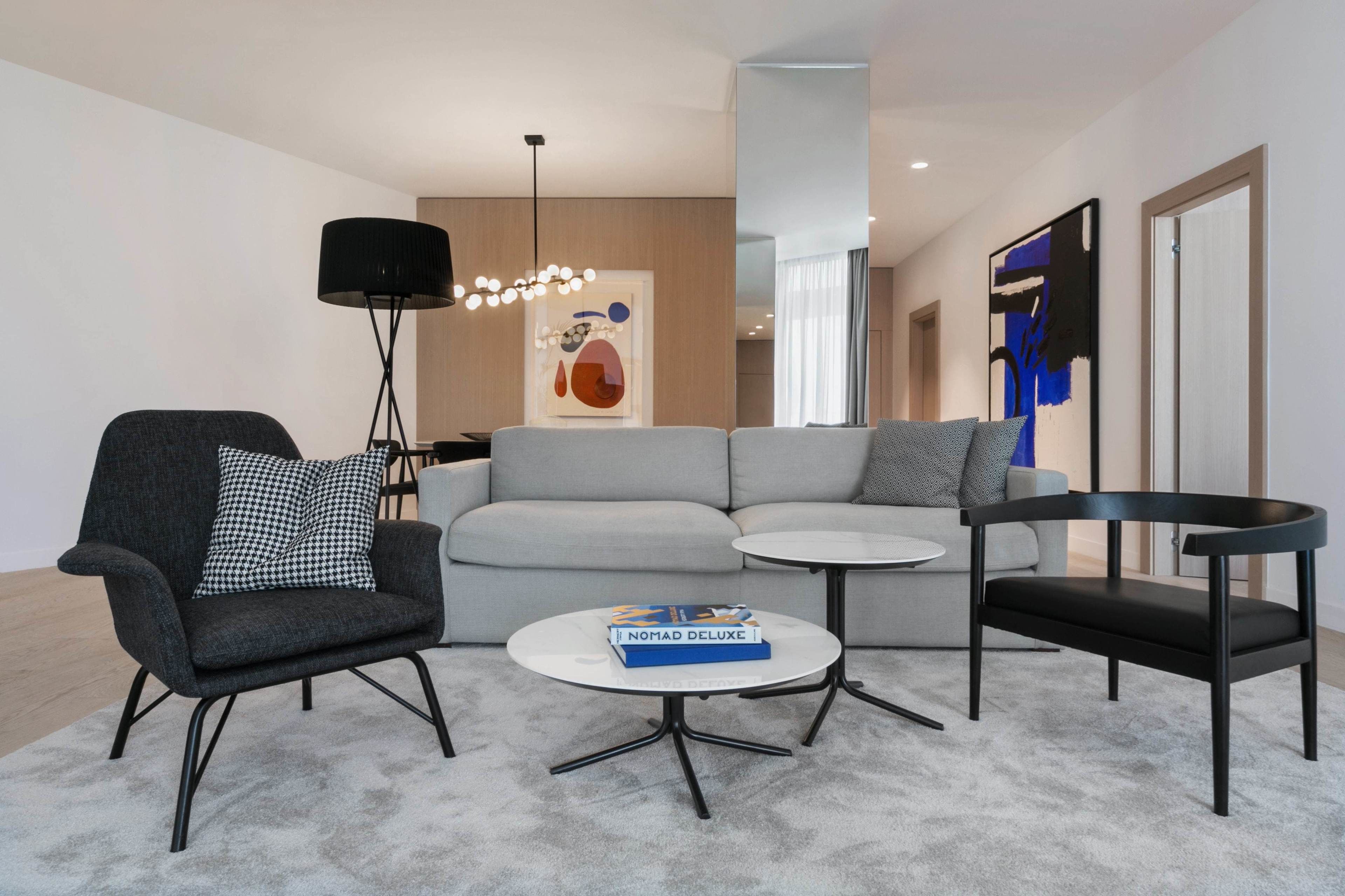 deluxe penthouse two-bedroom suite, terrace, sea view  | living area | lcd tv, pay films