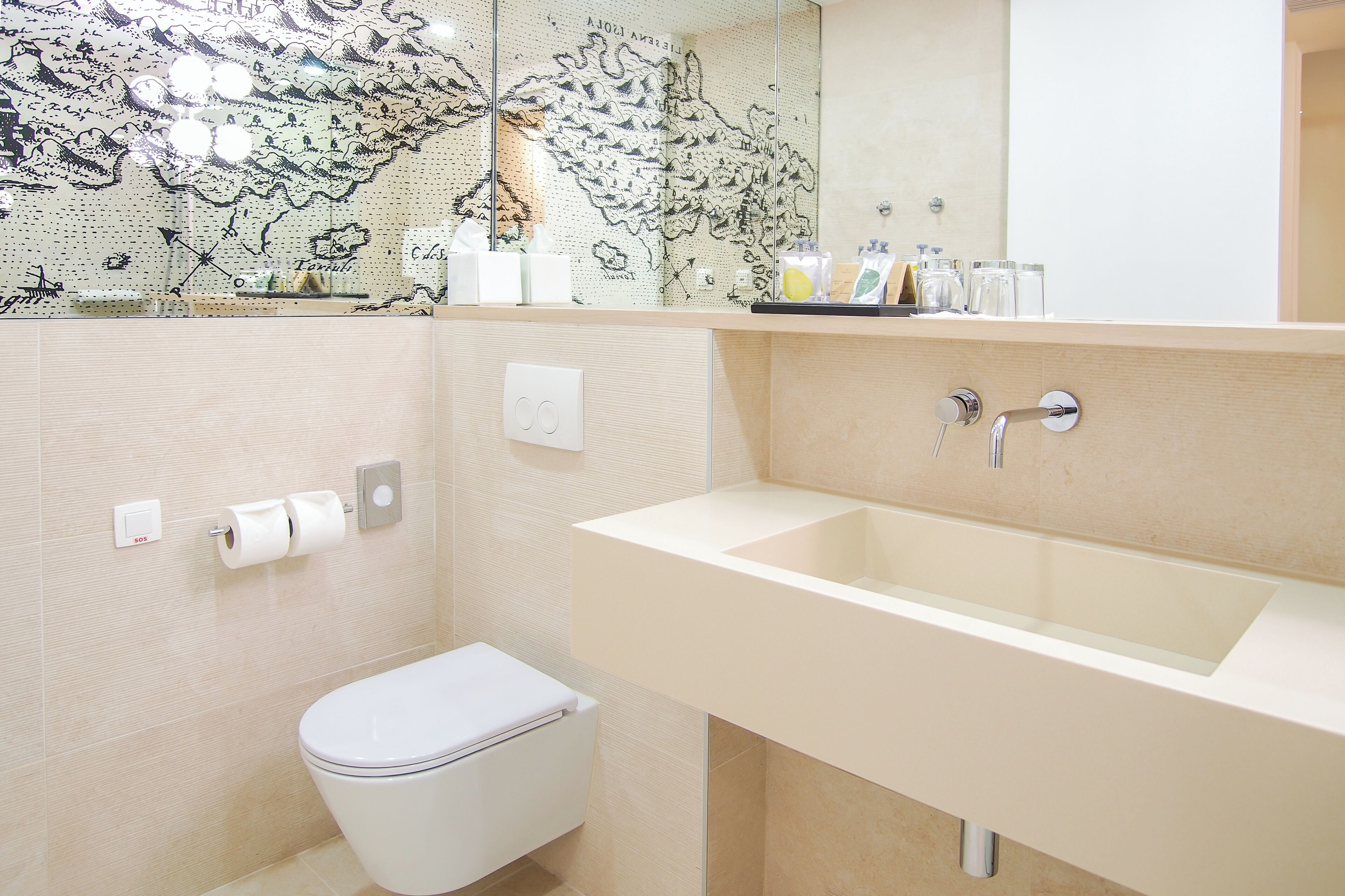 deep-soaking bathtub, free toiletries, hair dryer, bathrobes