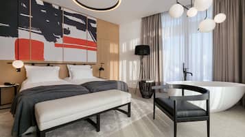 Deluxe Penthouse Two-Bedroom Suite, Terrace, Sea View | 1 chambre, mini-bar avec articles gratuits