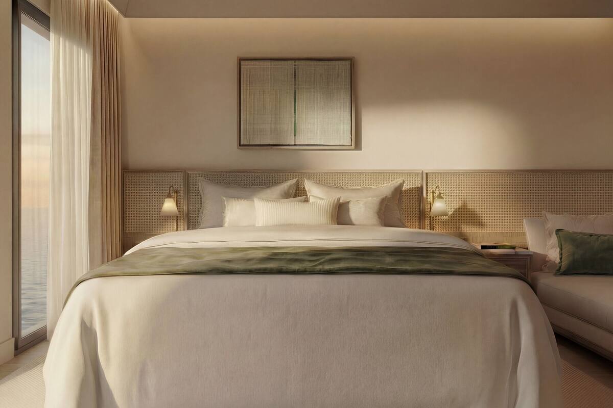 Pinus Room Sea View | 高級寢具、免費迷你吧物品、書桌、遮光布/窗簾
