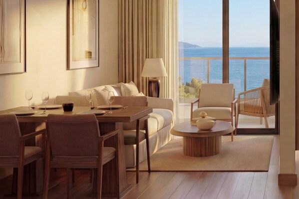 Premium Suite Balcony Sea View | Literie de qualité supérieure, mini-bar avec articles gratuits, bureau