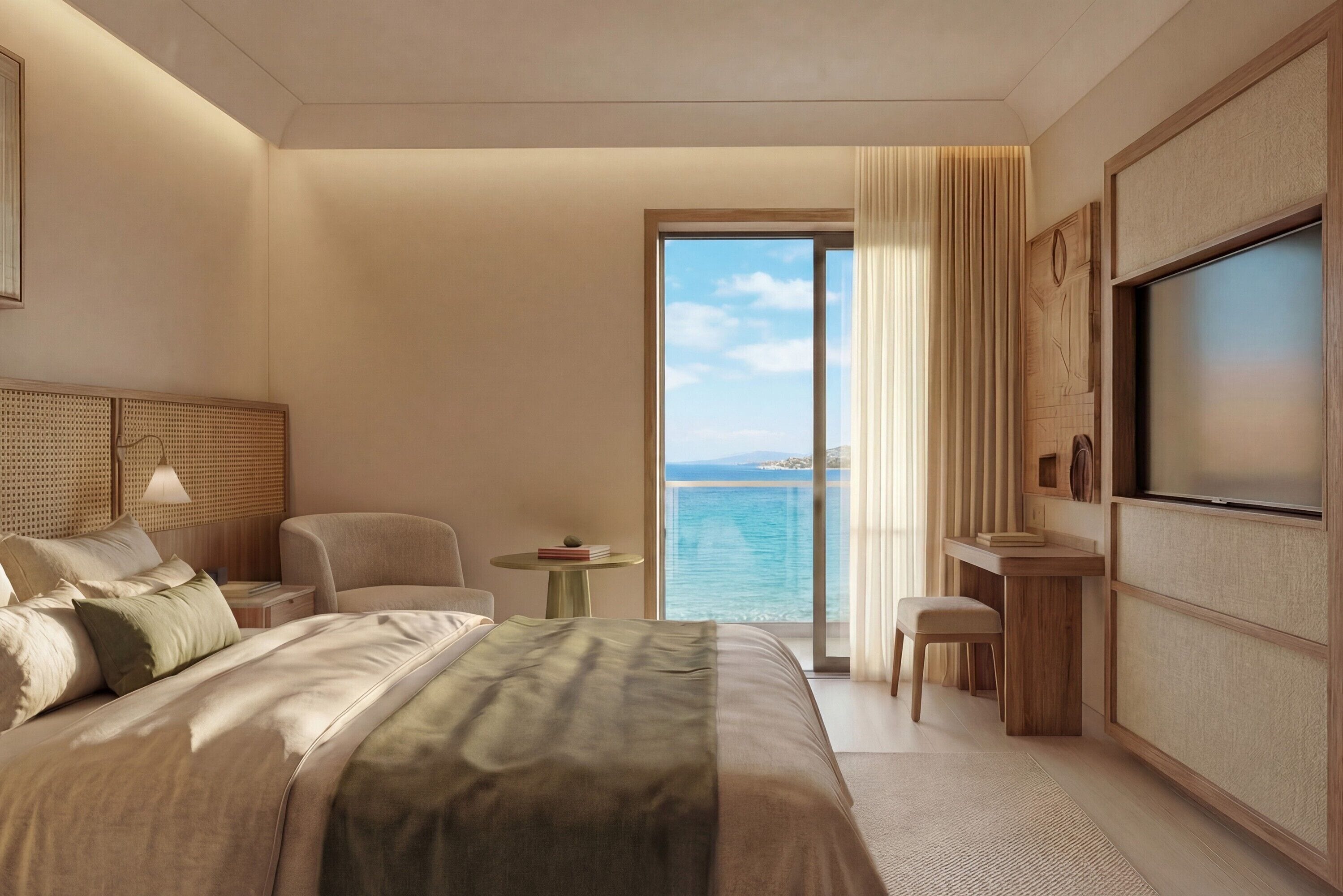 Premium Room, Balcony Sea View | Premium bedding, free minibar items, desk, blackout curtains