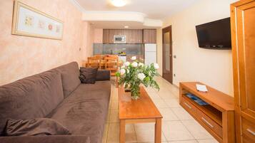 30-inch flat-screen TV with satellite channels, TV