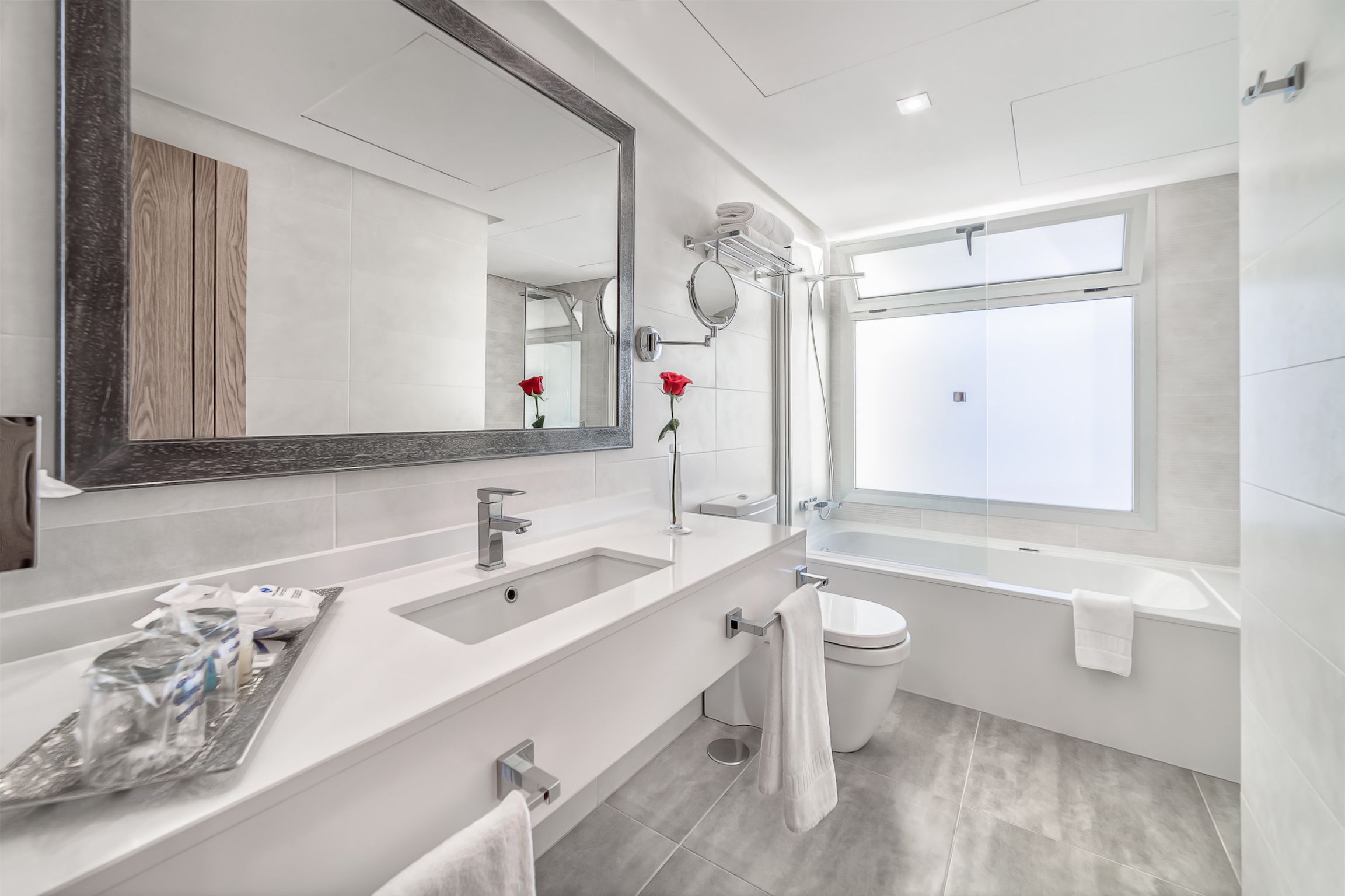 free toiletries, hair dryer, towels