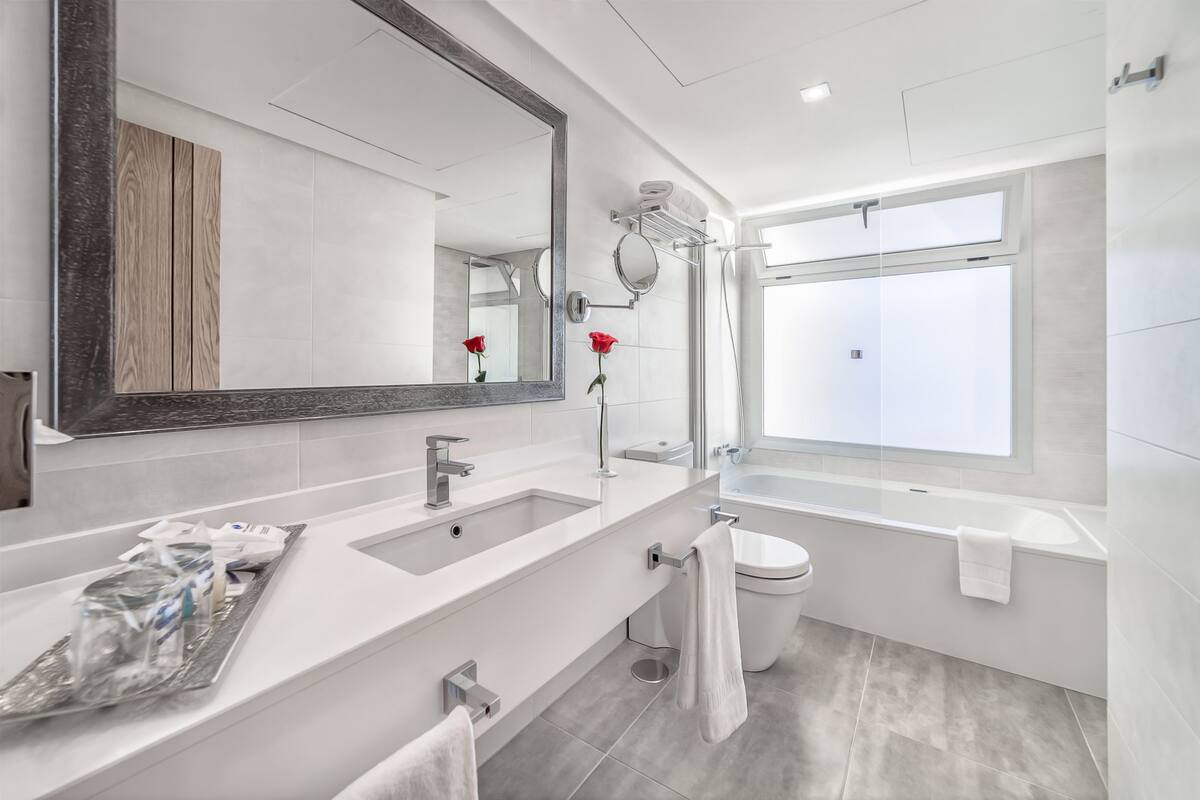 free toiletries, hair dryer, towels