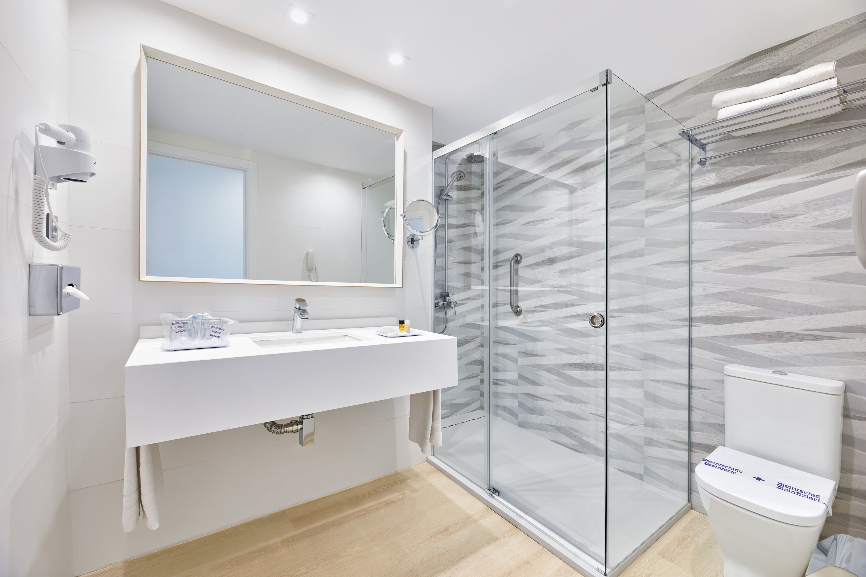 free toiletries, hair dryer, towels