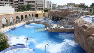 Indoor pool, seasonal outdoor pool, pool umbrellas