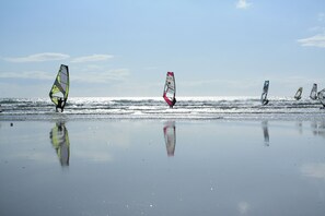 On the beach, white sand