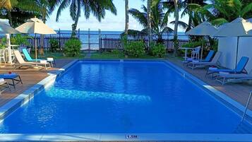 Outdoor pool, pool umbrellas