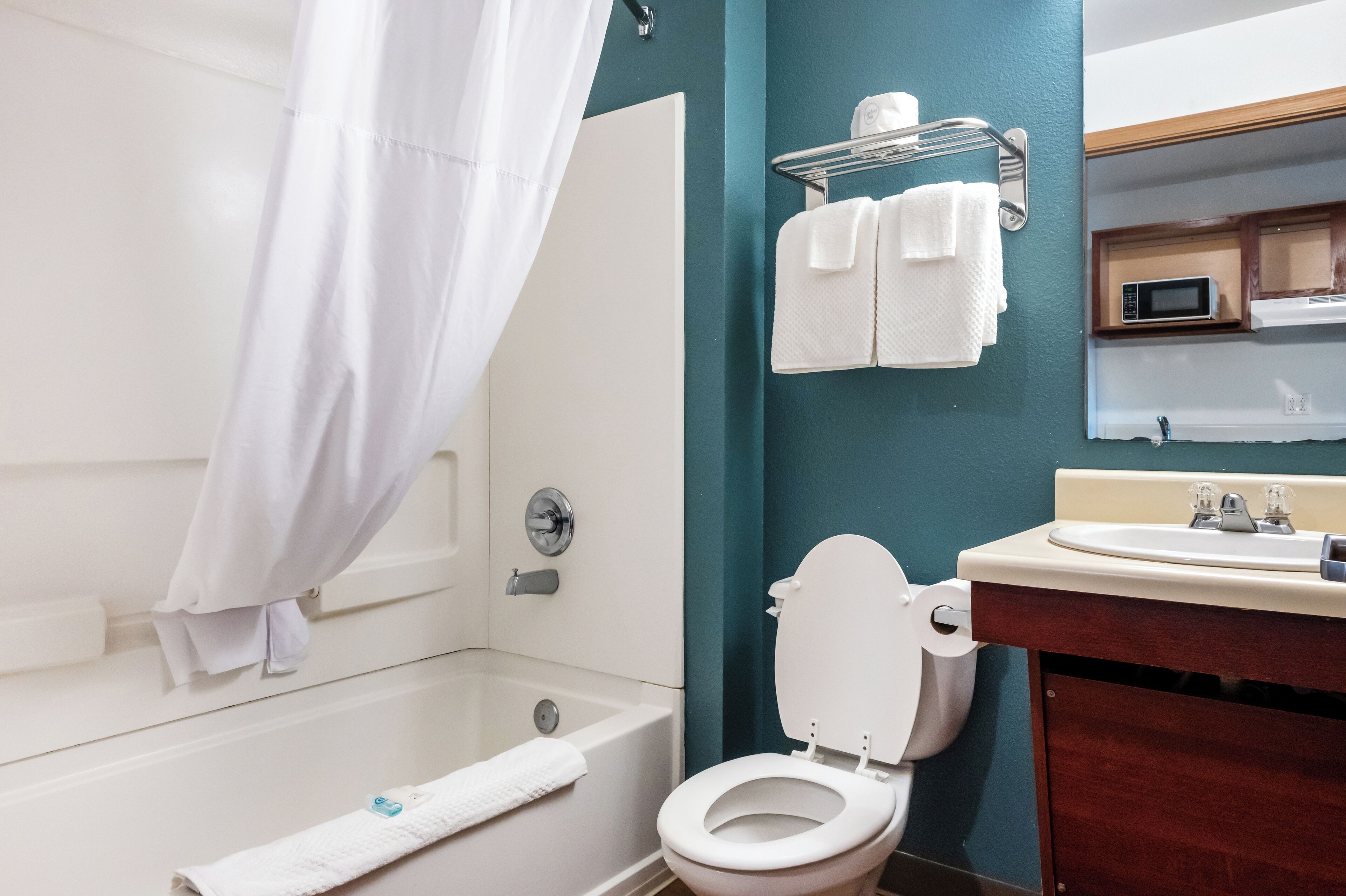 Studio Standard, 2 lits doubles, cuisine | Salle de bain | Ensemble douche/baignoire, articles de toilette gratuits, sèche-cheveux