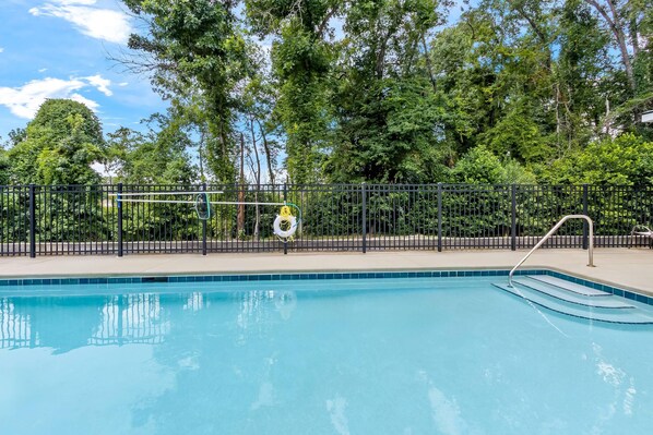 Outdoor pool, open 9:00 AM to 8:00 PM, pool umbrellas, sun loungers