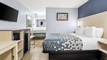 Desk, blackout curtains, iron/ironing board, free WiFi