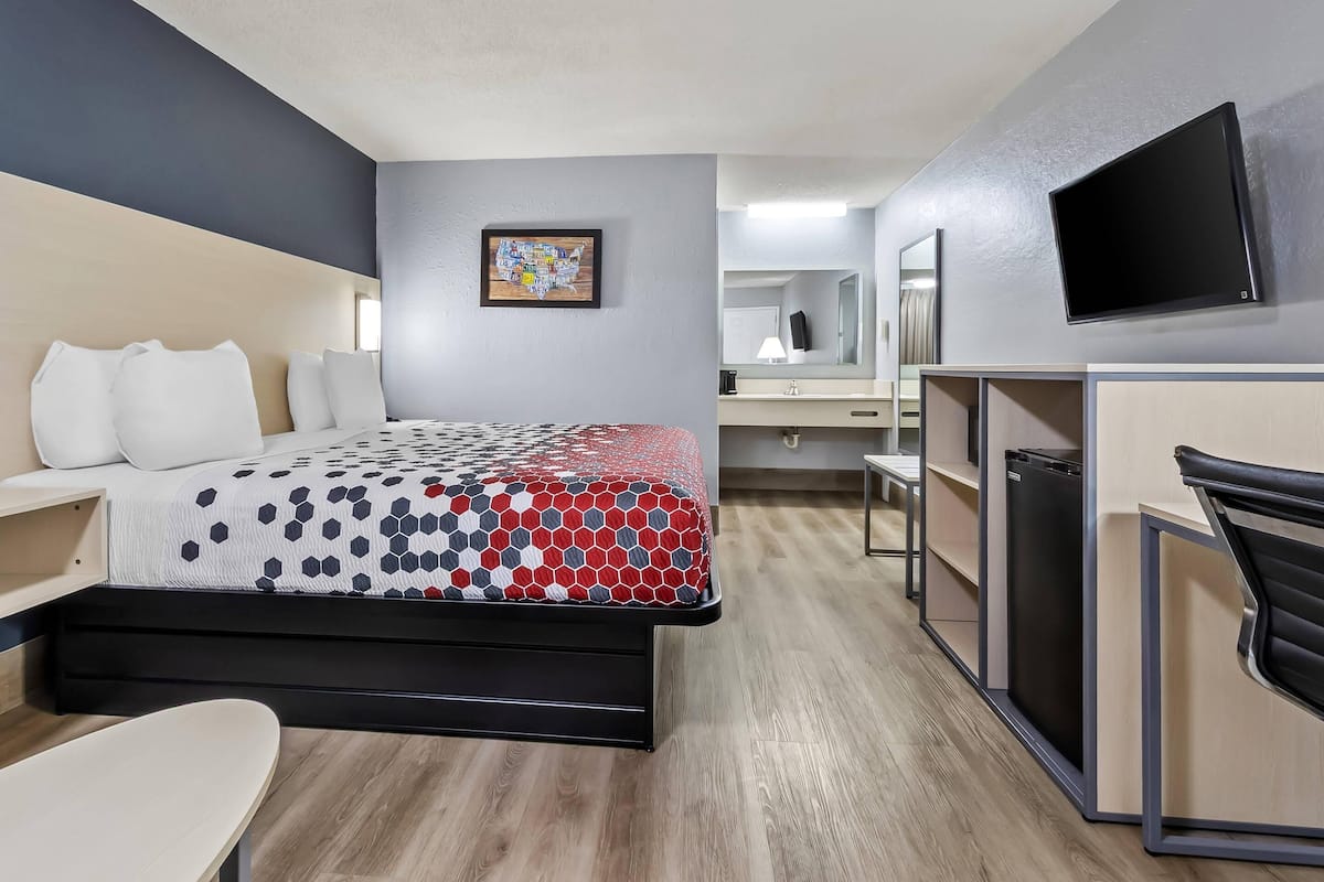 Desk, blackout drapes, iron/ironing board, WiFi (free)