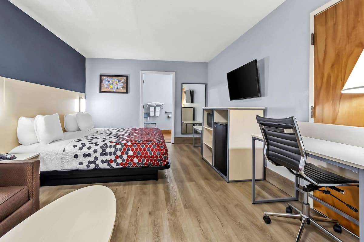 Desk, blackout drapes, iron/ironing board, WiFi (free)