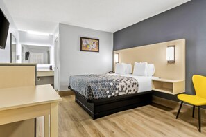 Desk, blackout curtains, iron/ironing board, free WiFi