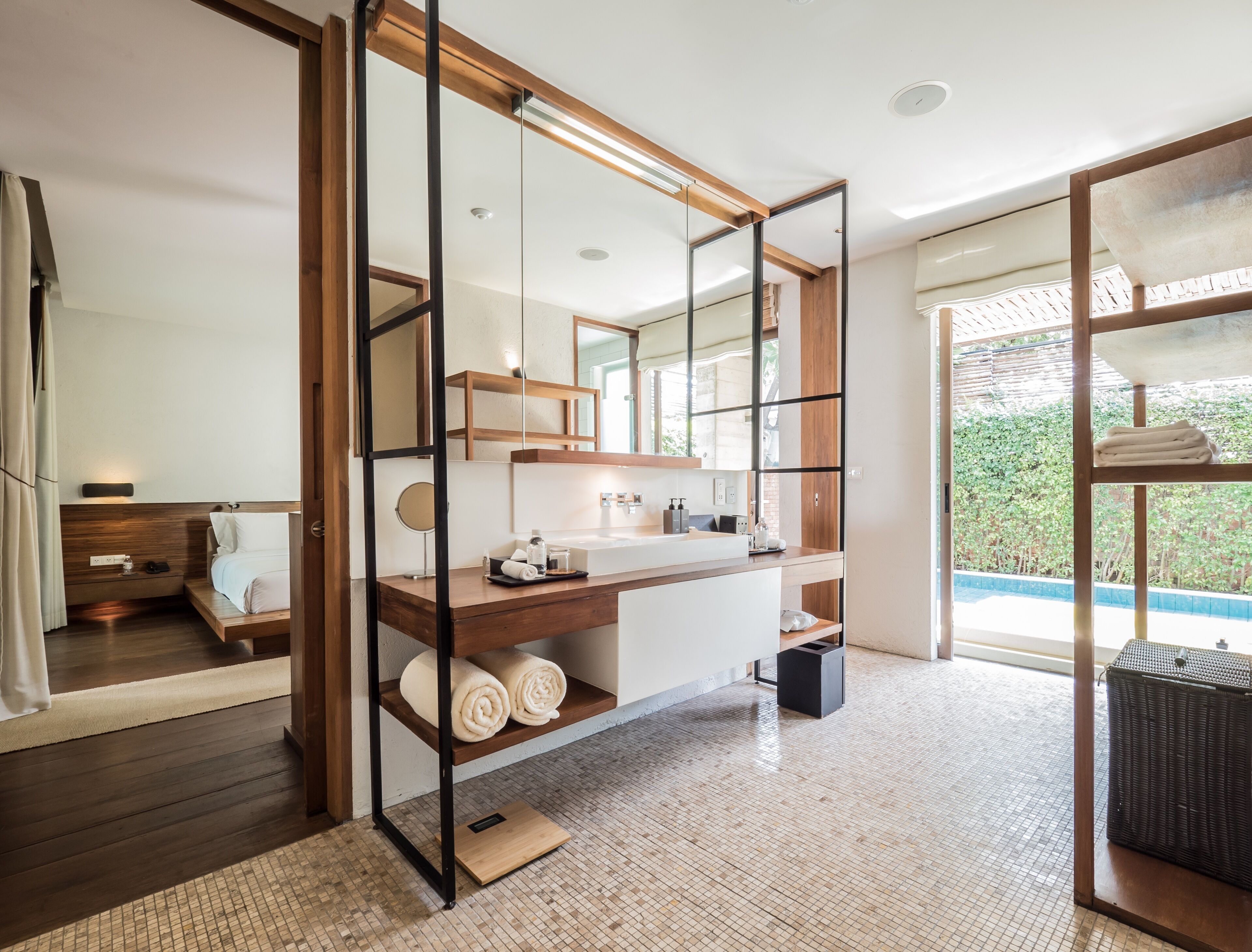 oceanbed pool villa | bathroom | free toiletries, hair dryer, bathrobes, towels