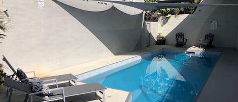 Outdoor pool, pool loungers